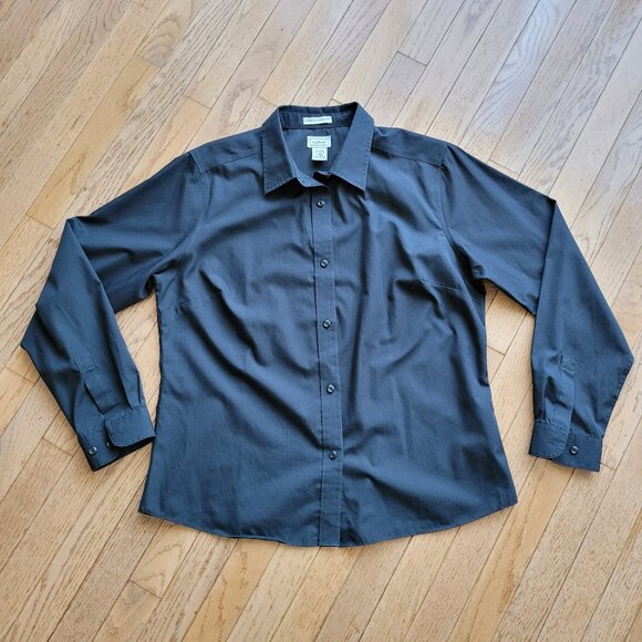 L.L Bean Shirt Wrinkle and Stain Resistant Button Up Work Shirt Black L - Picture 1 of 11